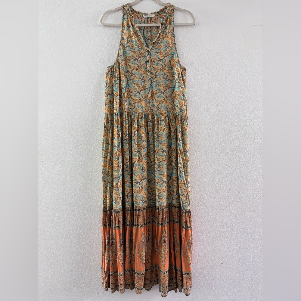 Spell & The Gypsy Collective Delirium Maxi Dress Gold Boho Floral XS Extra Small - Picture 14 of 15